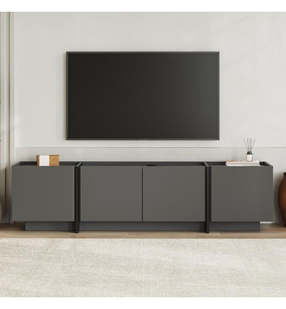 TV-Ständer, Anthrazit, Schwarz, 100 % melaminbeschichtete Spanplatte