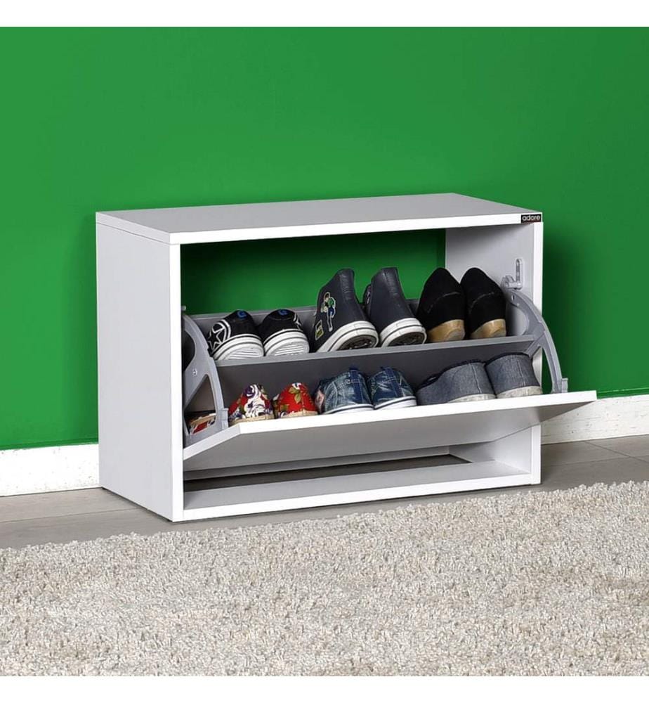 Meuble à chaussures, blanc, panneaux de particules mélaminés