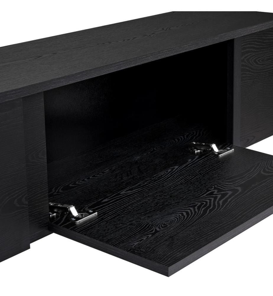 Meuble TV, bois noir, noir, panneau de particules 100 % recouvert de mélamine