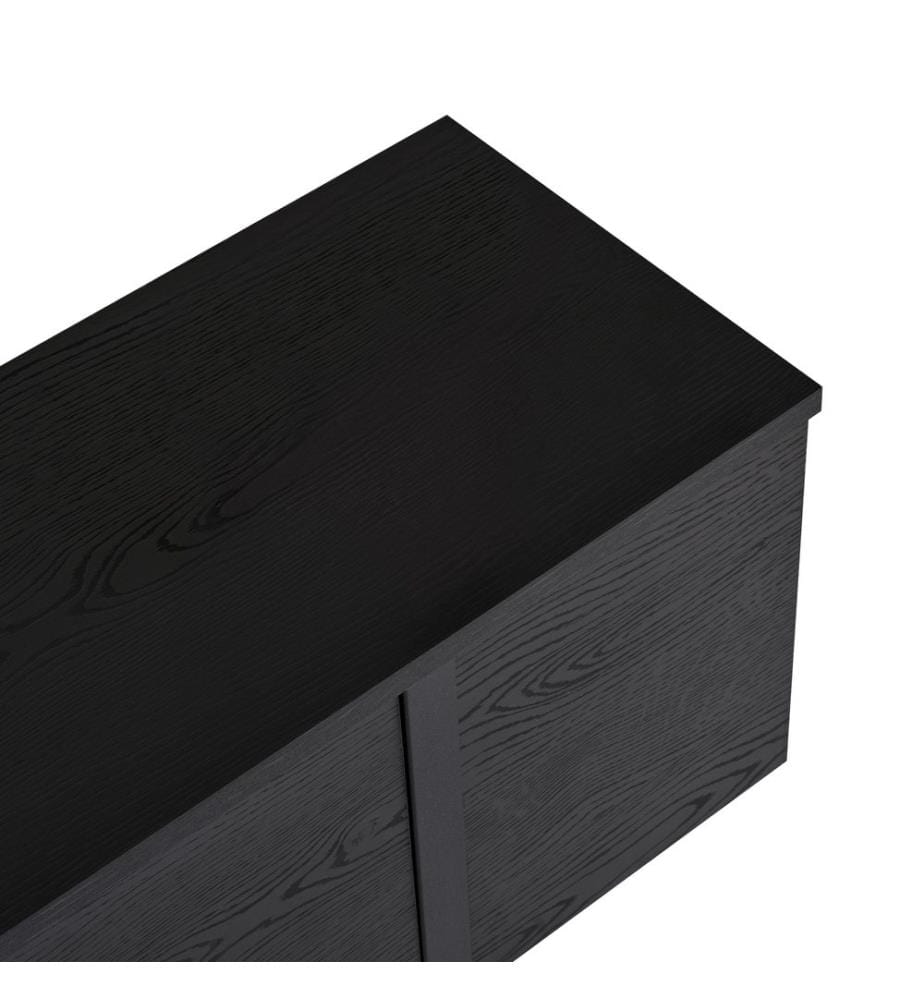 Meuble TV, bois noir, noir, panneau de particules 100 % recouvert de mélamine