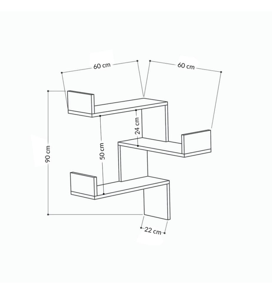 Étagère murale, chêne, panneau de particules mélaminé