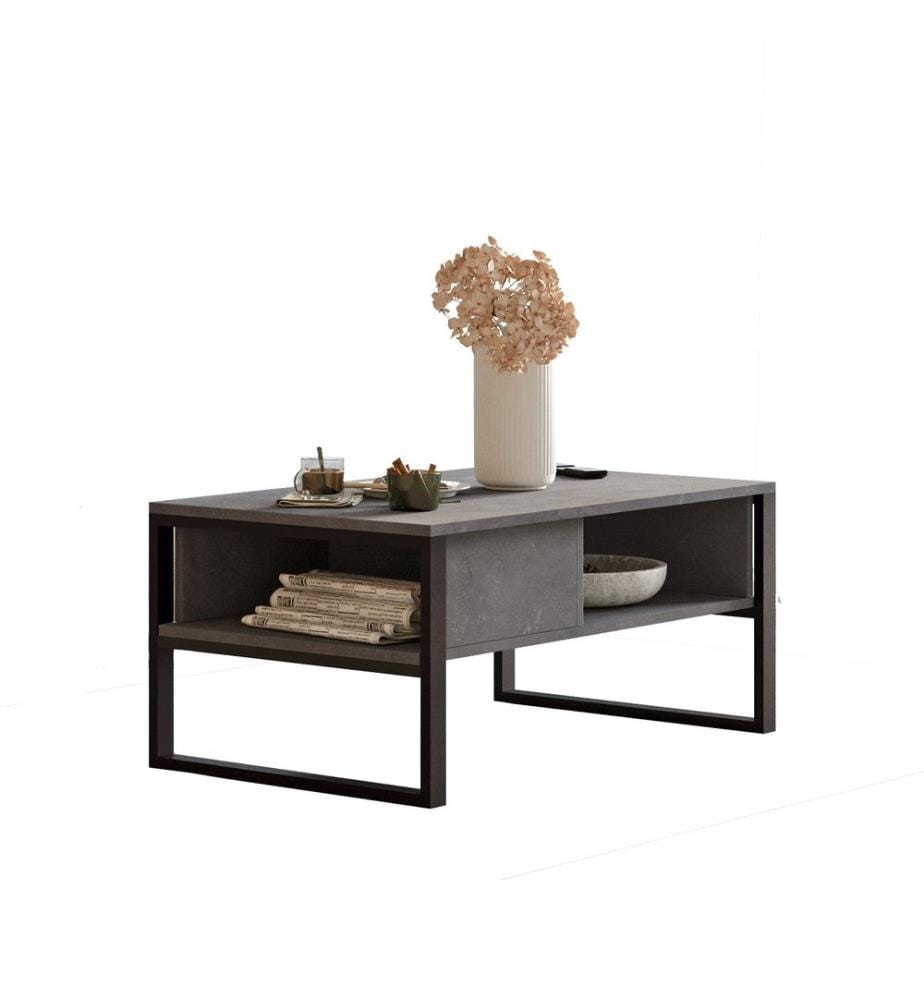 Table basse argentée en panneaux de particules mélaminés