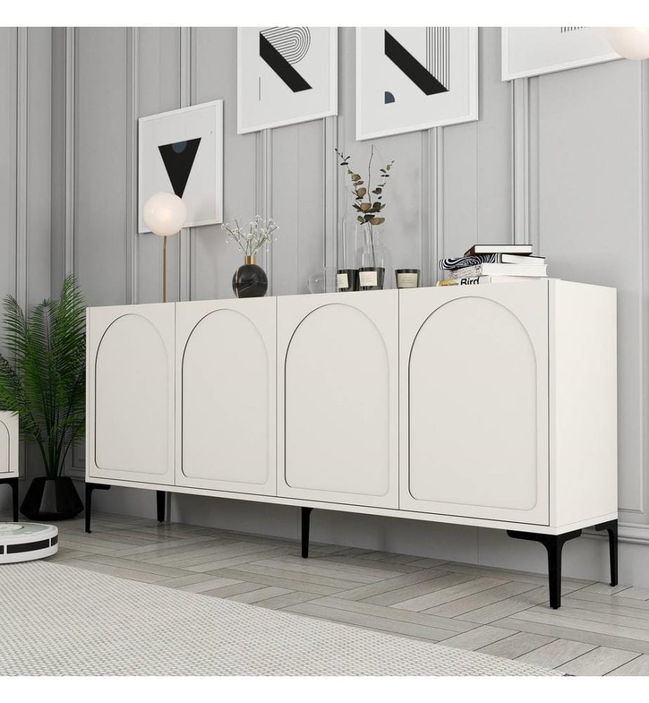 Console, crème, noir, panneau de particules 100 % mélaminé