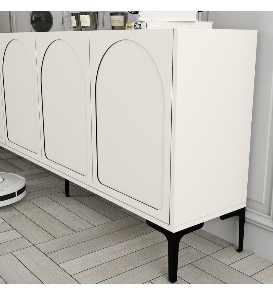 Console, crème, noir, panneau de particules 100 % mélaminé