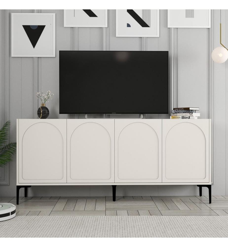 Console, crème, noir, panneau de particules 100 % mélaminé