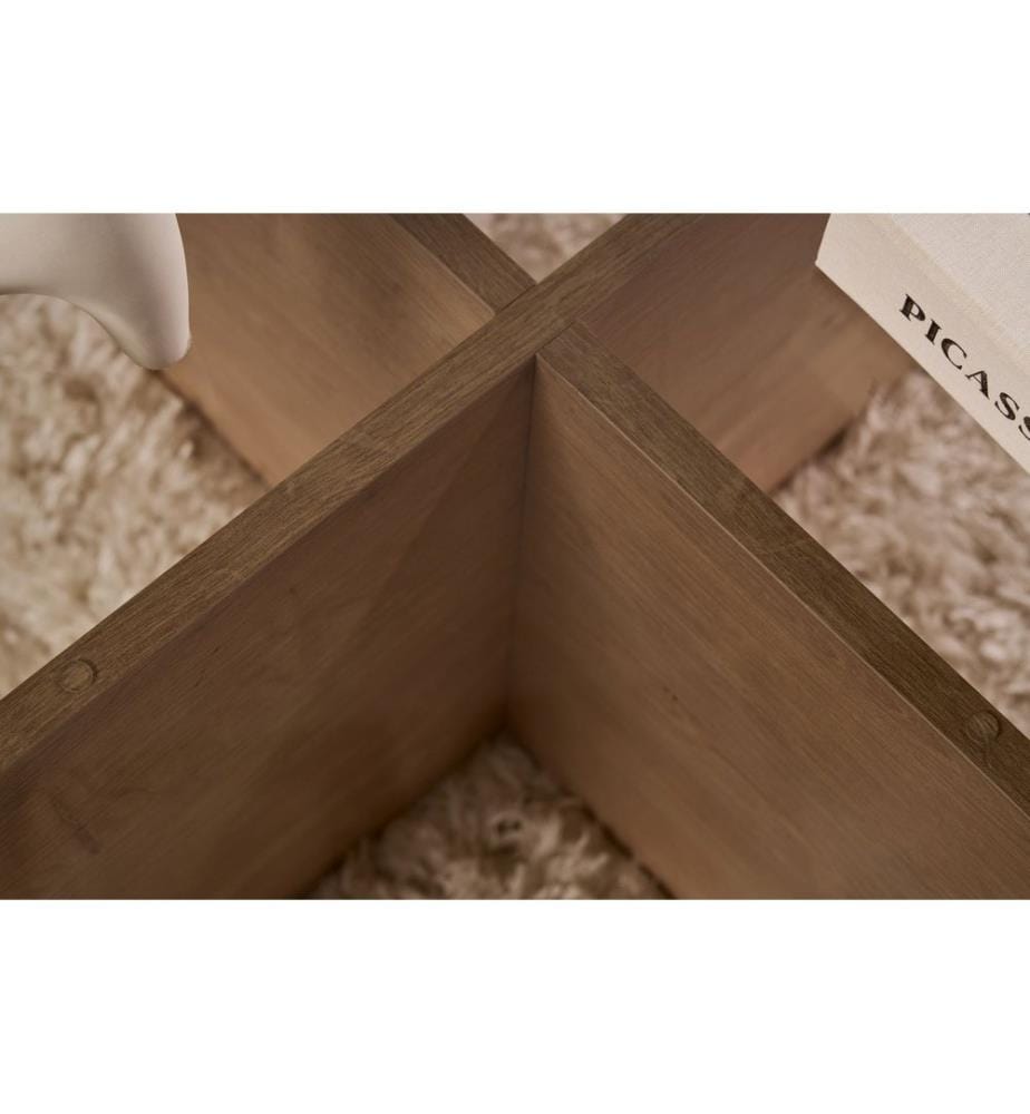 Table basse, chêne saphir, coloris fumé, verre trempé 100 %