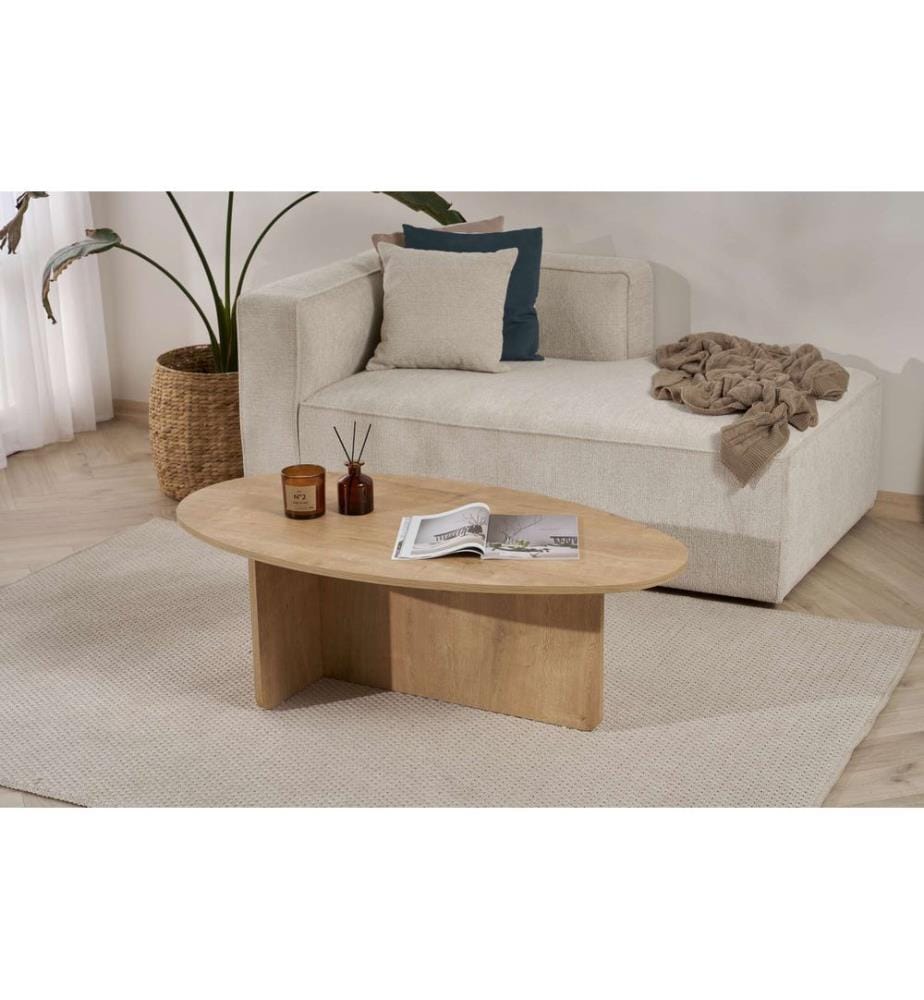 Table basse, chêne, panneau de particules 100% recouvert de mélamine