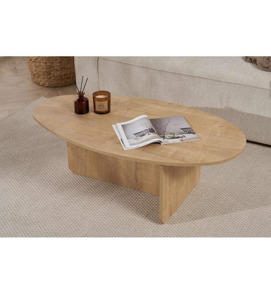 Table basse, chêne, panneau de particules 100% recouvert de mélamine