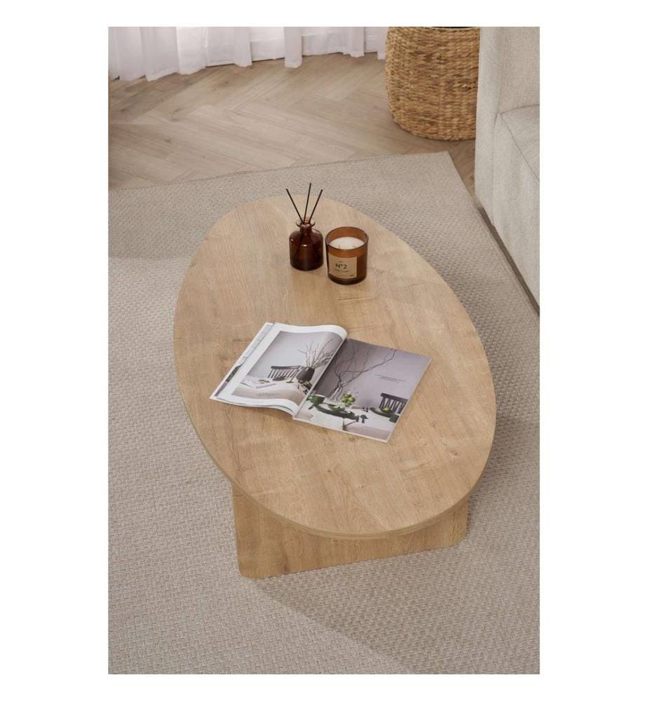 Table basse, chêne, panneau de particules 100% recouvert de mélamine