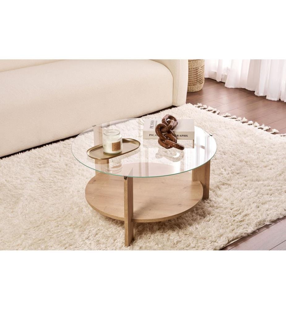 Couchtisch, Saphir-Eiche, Transparent, 100 % gehärtetes Glas