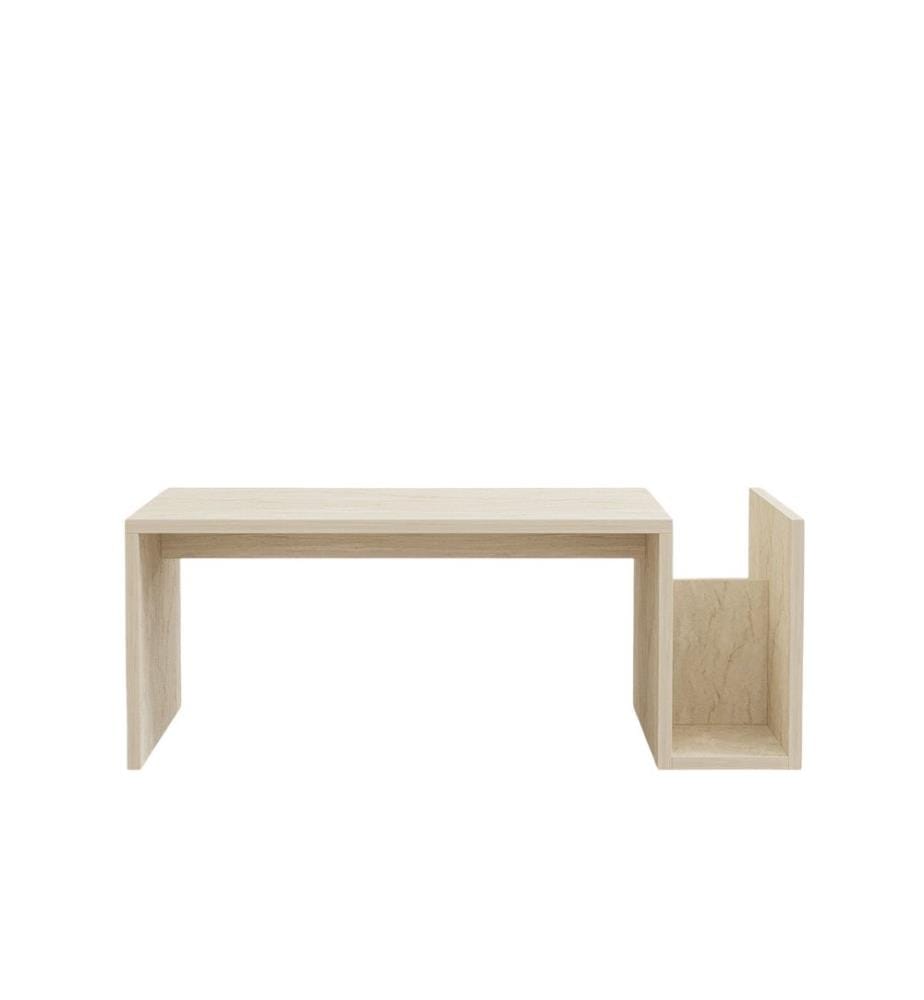 Table basse, travertin, panneau de particules 100% recouvert de mélamine
