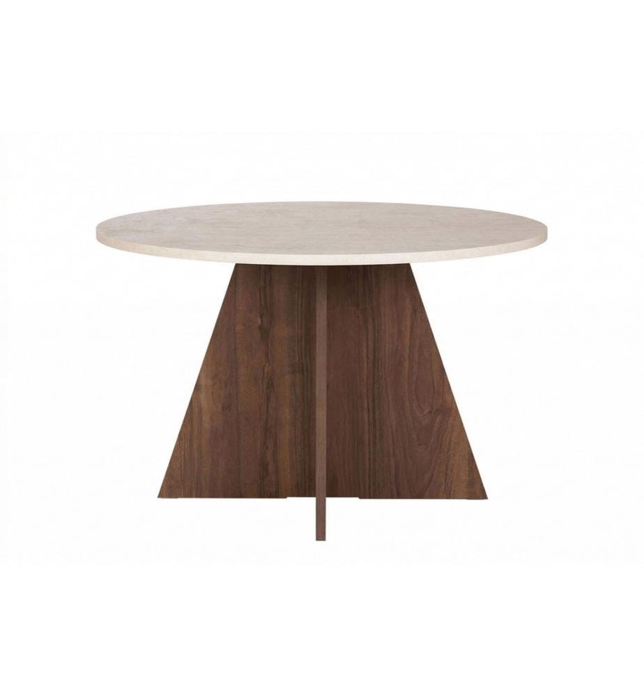 Table de salle à manger, travertin, noyer Venezia, panneau de particules 100 % recouvert de mélamine