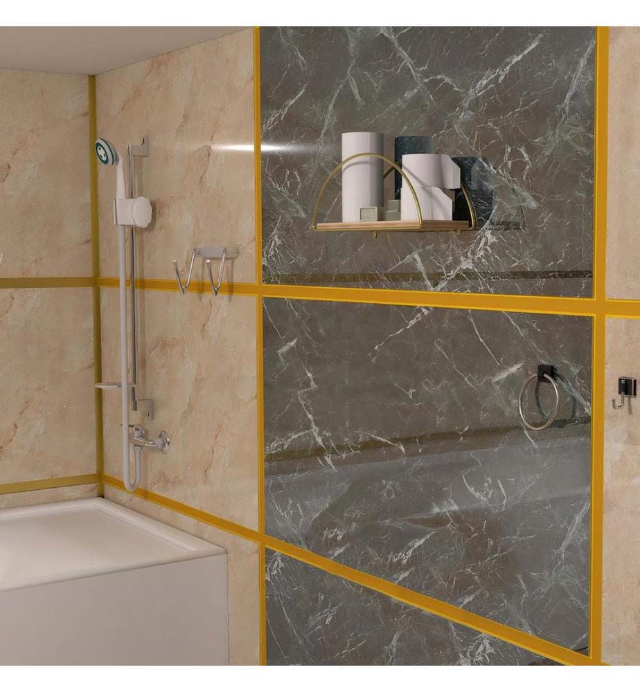 Wandregal, Gold, Braun, Massivholz