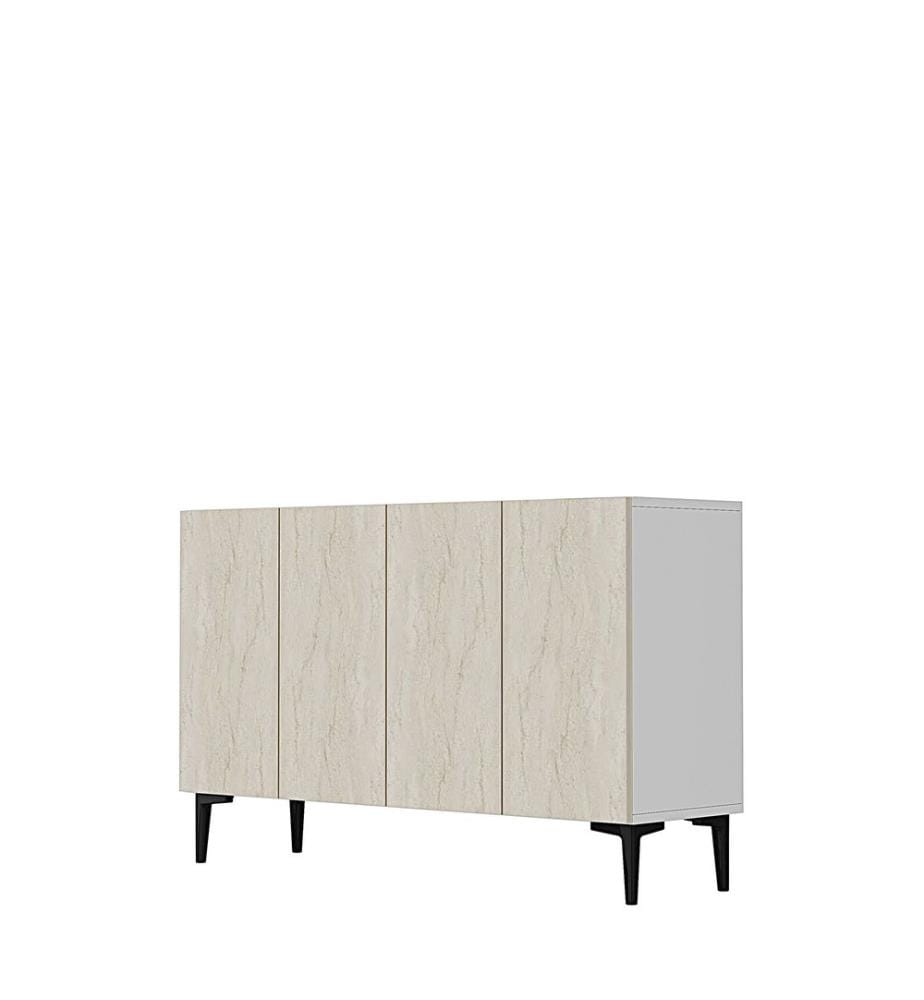 Console, panneau de particules 100 % mélaminé, blanc, travertin