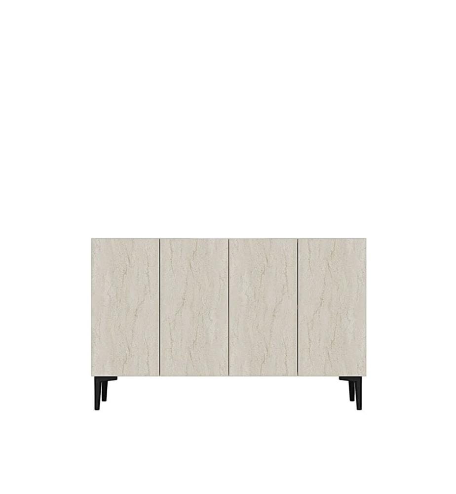 Console, panneau de particules 100 % mélaminé, blanc, travertin
