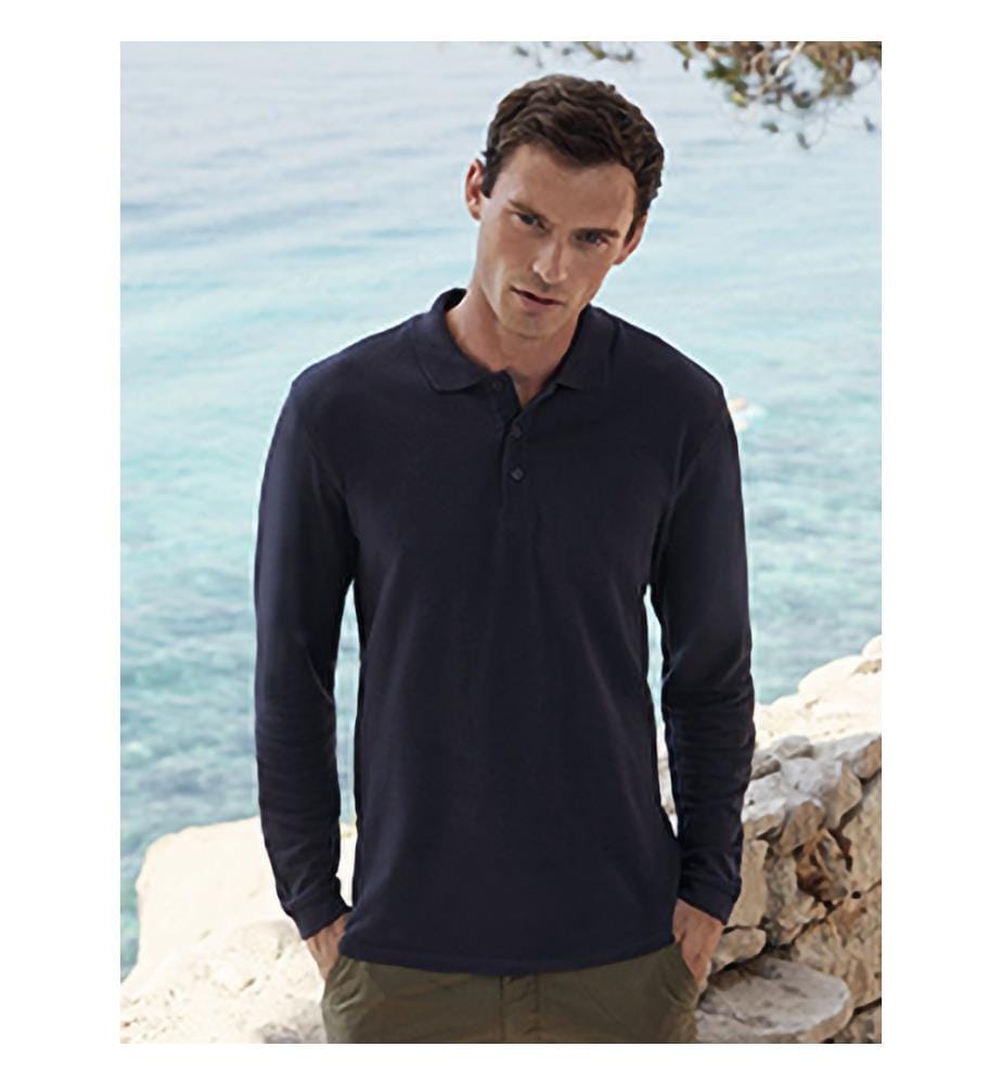 Fruit Of The Loom Premium Herren Polo-Shirt, Langarm