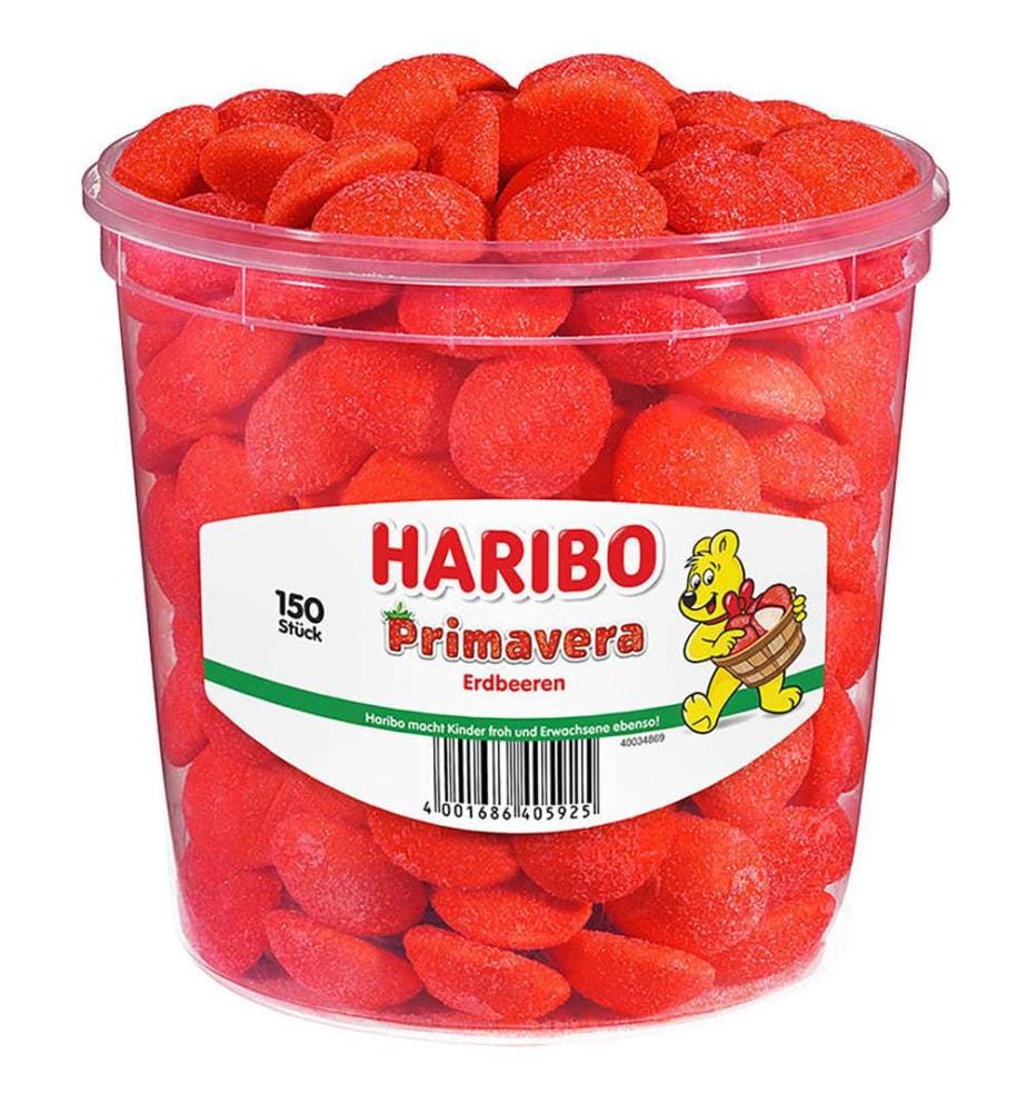 150x Haribo Primavera strawberries tin - 1050g