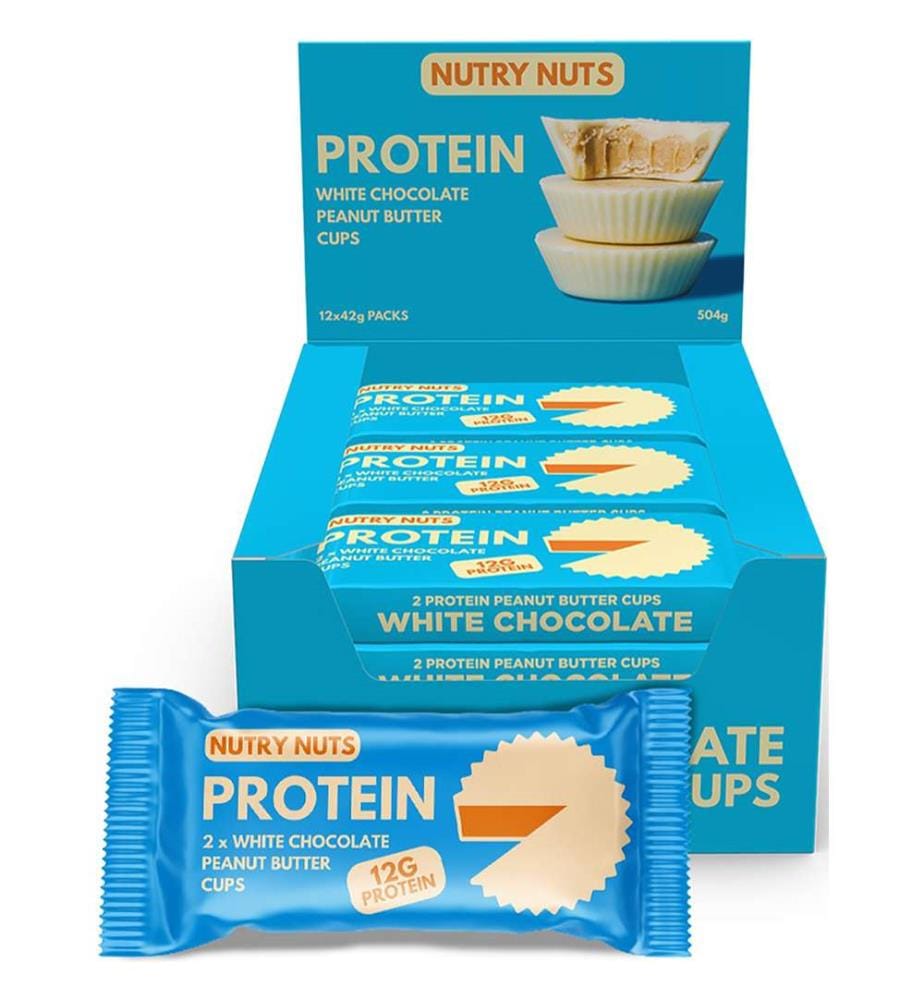 12x Nutry Nuts White Chocolate Peanut Butter Cups - 2x21g
