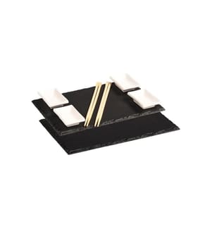 Kesper Sushi-Set Schiefer Bambus Porzellan 6-teilig