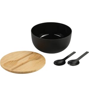 Kesper Salatschüssel mit Besteck 24 x 13 cm, Schwarz