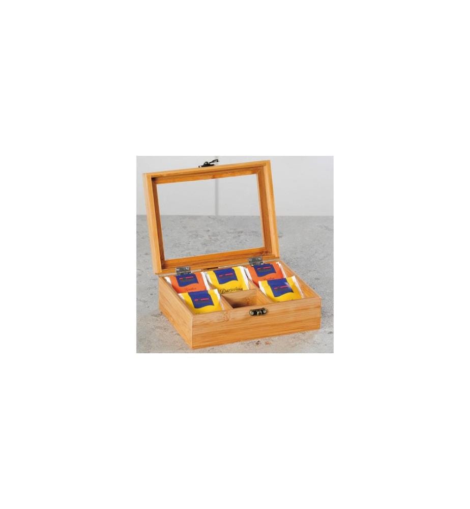 Kesper Tea Bag Box Bamboo with 6 Compartments and Viewing Window