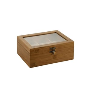 Kesper Teebox aus dunklem Bambus mit 6 Fächern