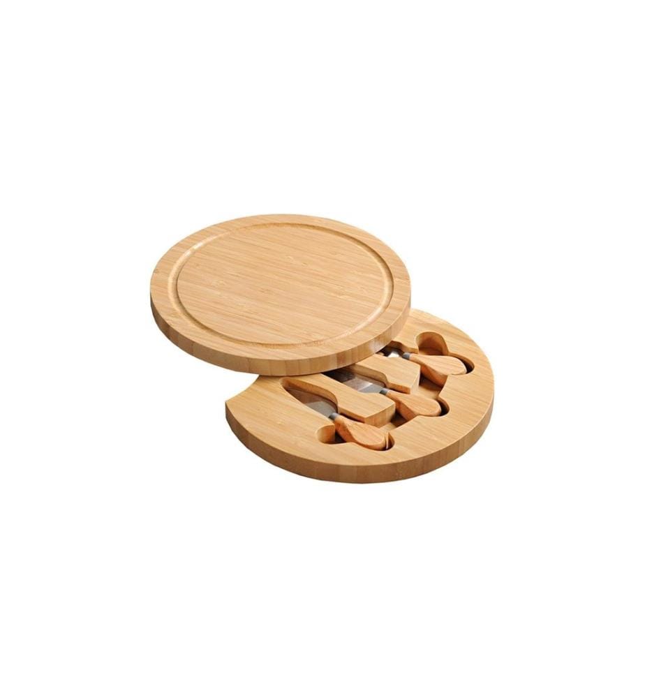 Kesper Tagliere per formaggio in bambù rotondo con set di coltelli
