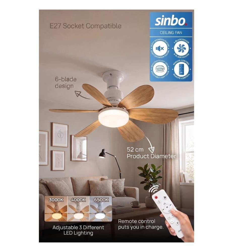 Deckenventilator, Gehäuse aus Holz und Metall