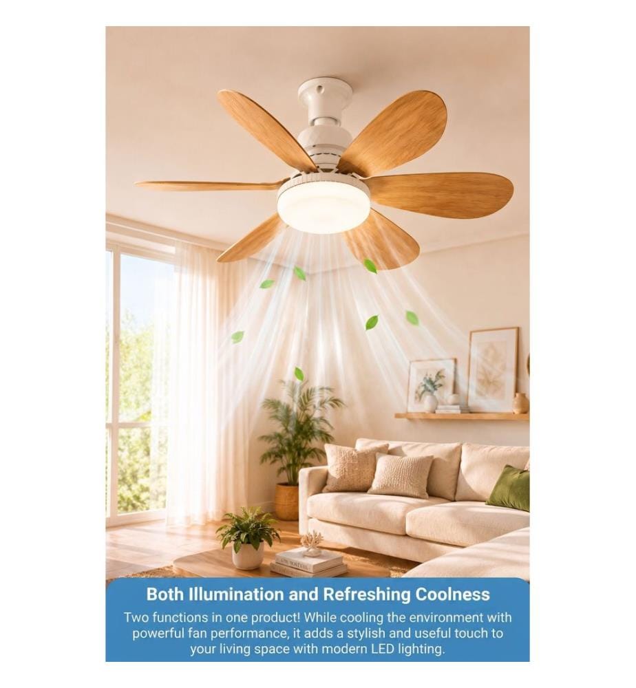 Deckenventilator, Gehäuse aus Holz und Metall