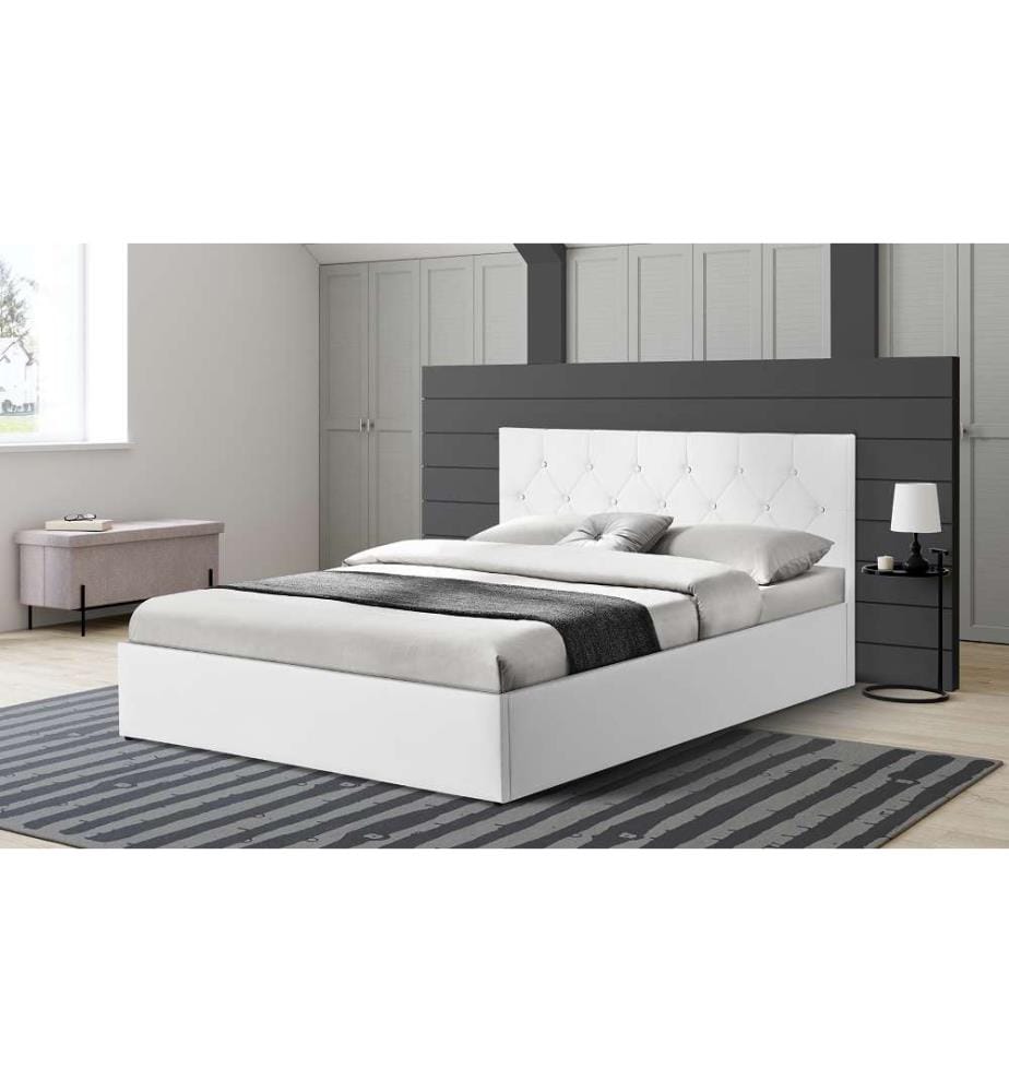 Lit Coffre avec Sommier Hannah 140x190 cm - Blanc