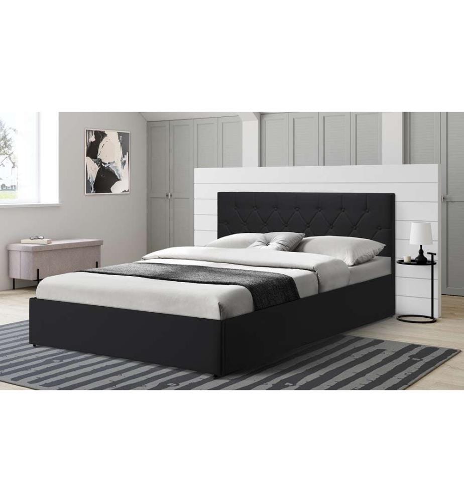 Letto Hannah con cassettone e molle 160x200cm - Nero