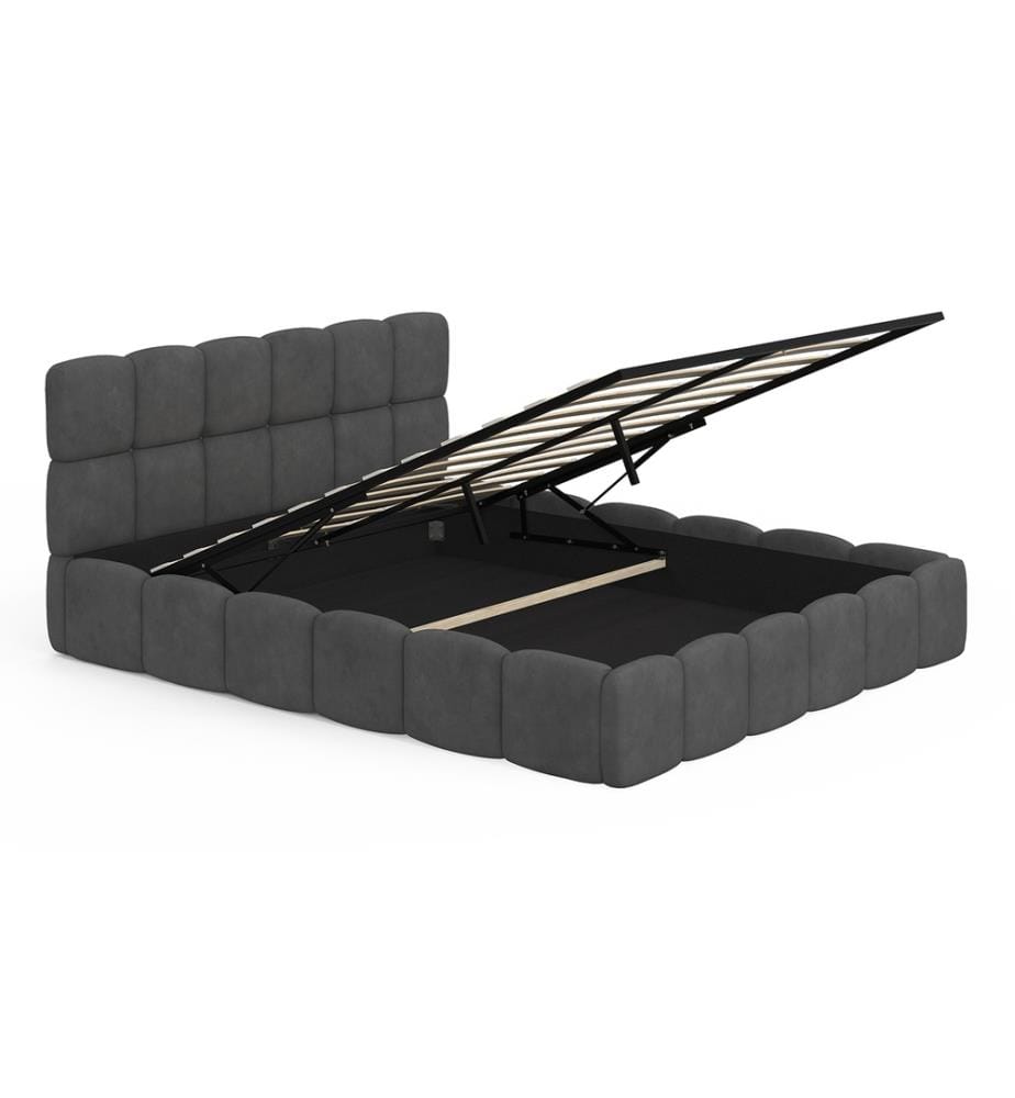 Lit coffre Bubble avec sommier et tête de lit 160x200cm - Gris