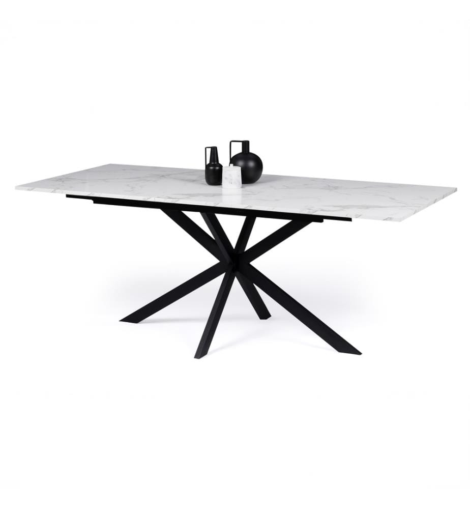 Table de Repas Extensible Glam 160-200cm - Blanc et Noir