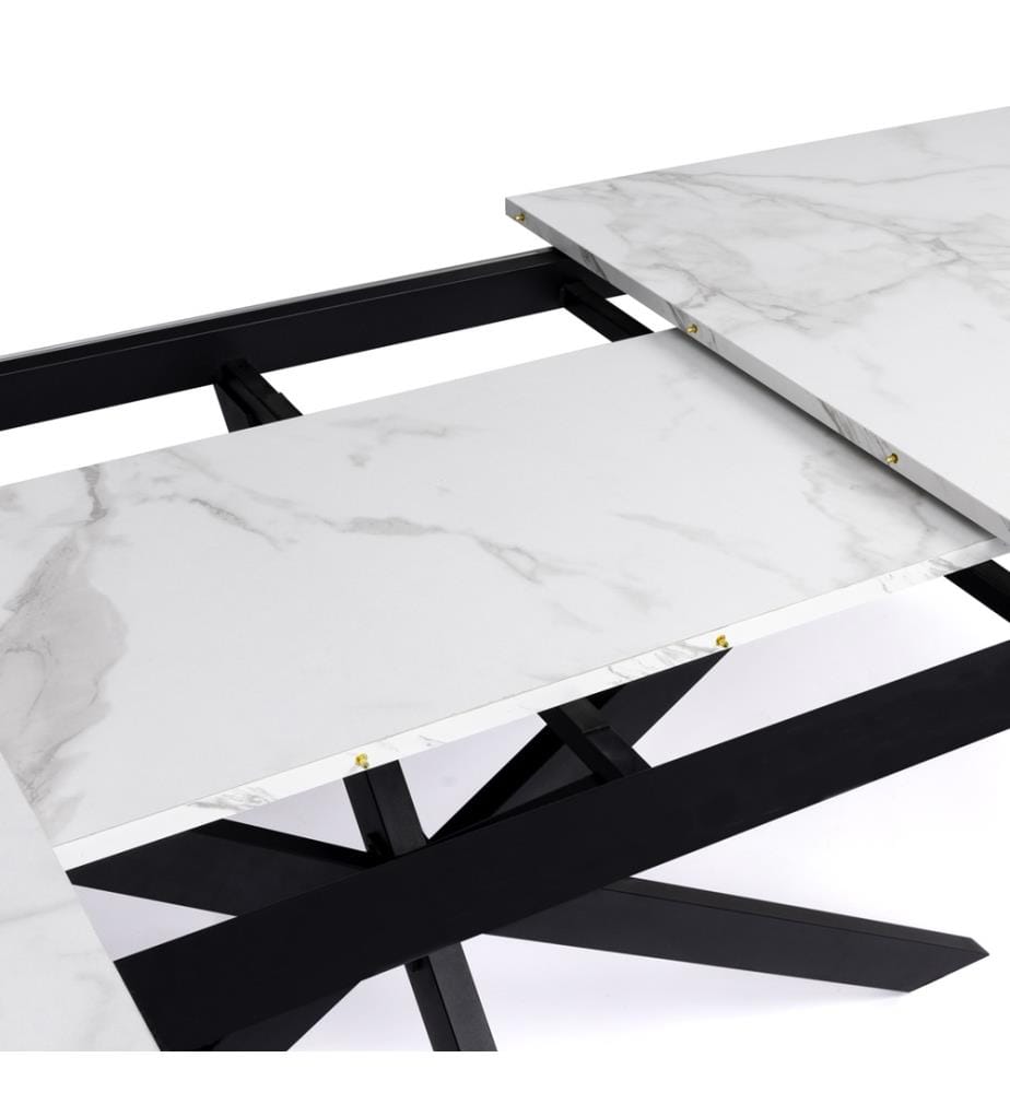 Table de Repas Extensible Glam 160-200cm - Blanc et Noir
