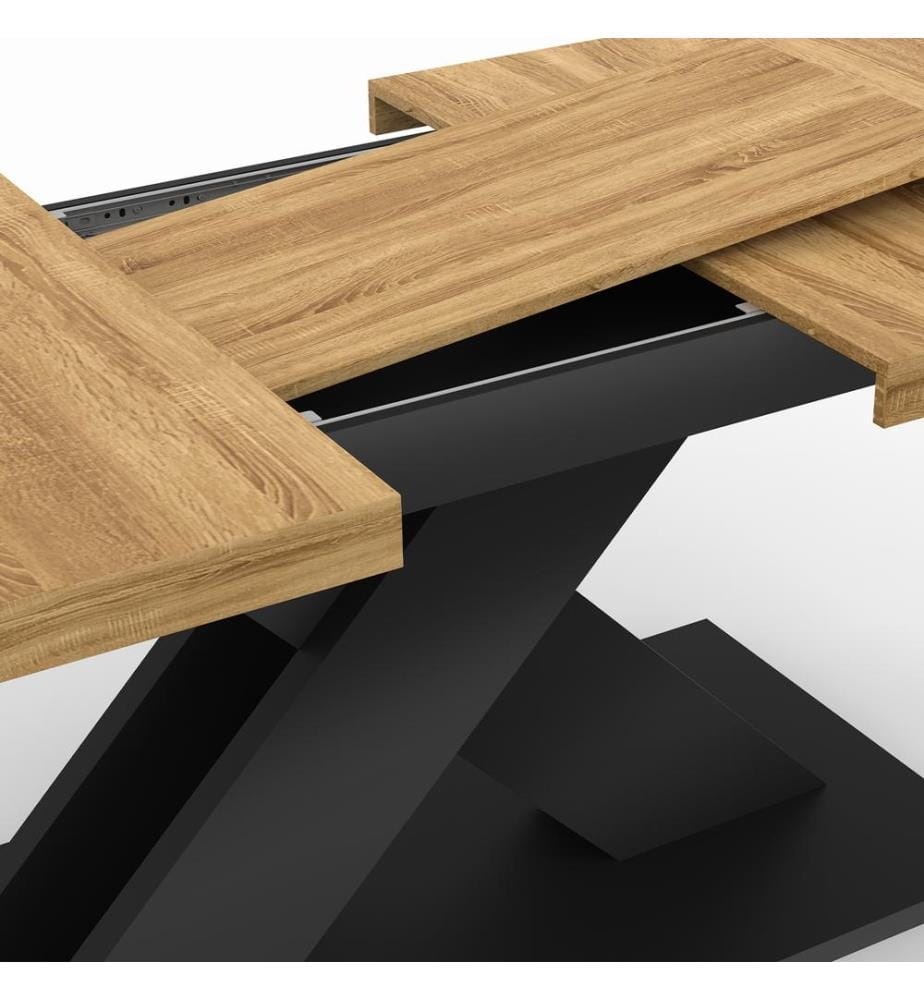 Table Extensible Alexia 160-200 cm - Bois et Noir