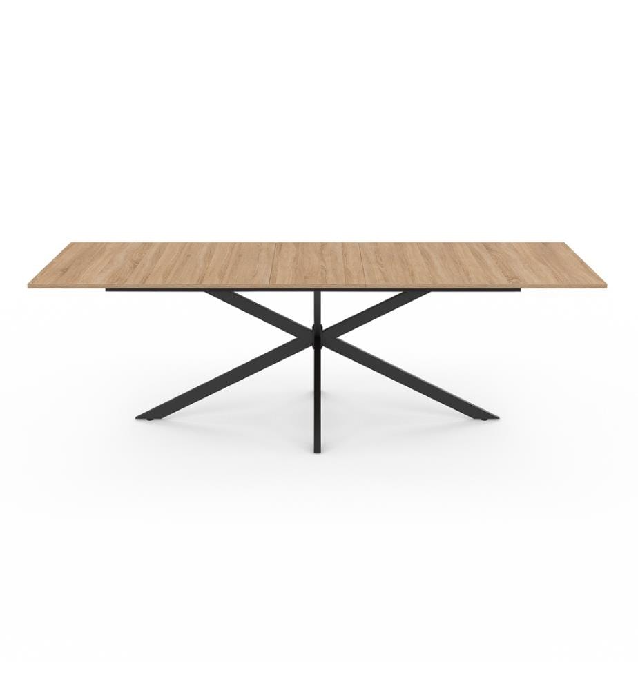 Table repas extensible Spider 200-240cm plateau bois avec rangement intégré - Brun et Noir 