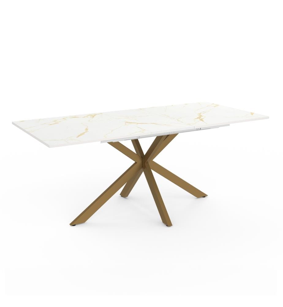 Table Repas Extensible Glam 160-200cm - Brun et Blanc