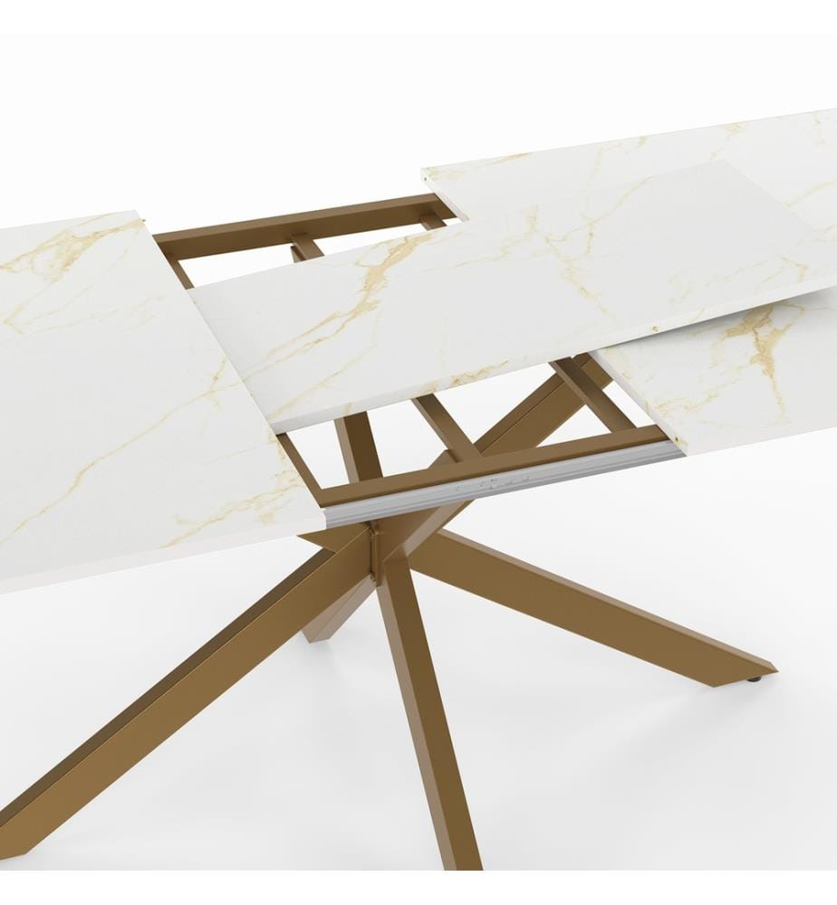 Table Repas Extensible Glam 160-200cm - Brun et Blanc