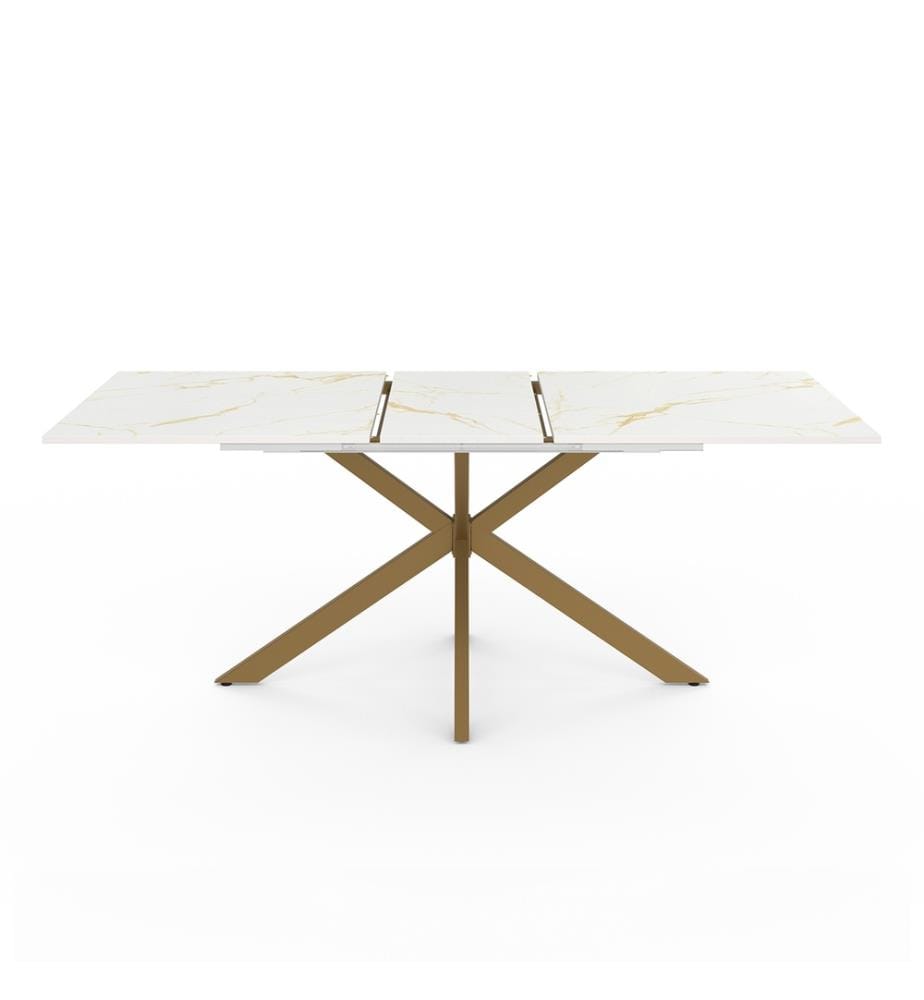 Table Repas Extensible Glam 160-200cm - Brun et Blanc