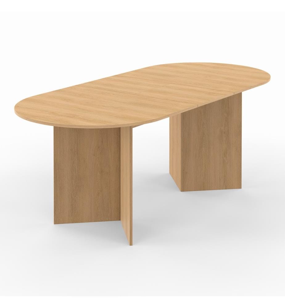 Gabin 160-200cm extendable dining table with beech-effect top - Brown