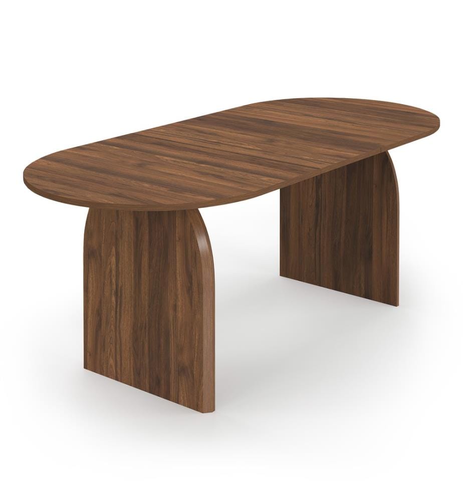 Table repas extensible Japandi 160-200cm - Brun effet noyer