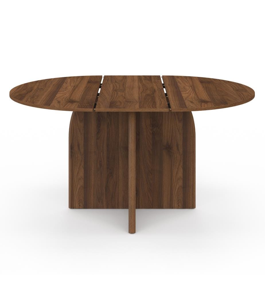 Table à manger ronde extensible Japandi effet noyer Ø110-150cm