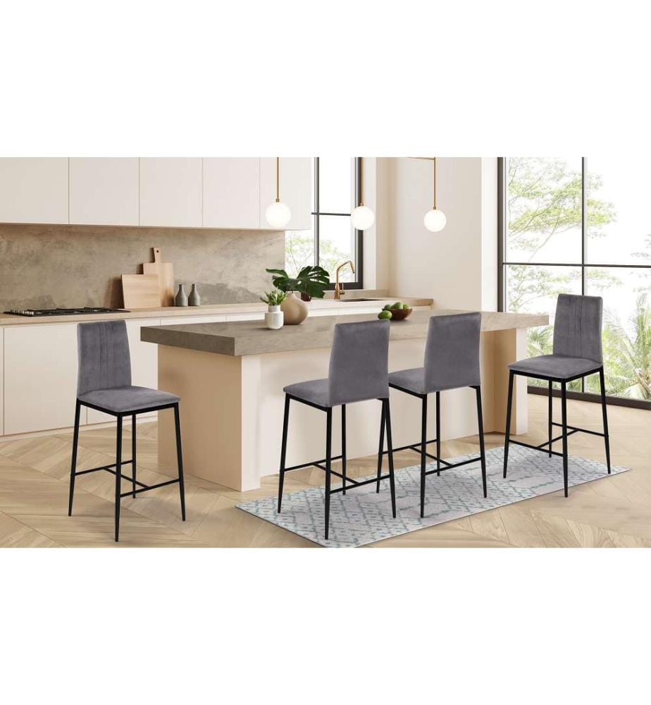 Set of 4 Jade Bar Stools 43 x 46.5 x 100 cm - Dark Grey