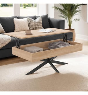 Niedriger Tisch Spider mit hochklappbarer Tischplatte L100cm - Braun und Schwarz