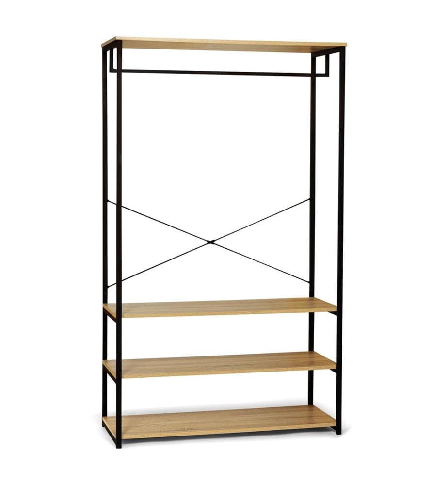 Ankleidezimmer - 90x40x167cm - Hellbraun und Schwarz