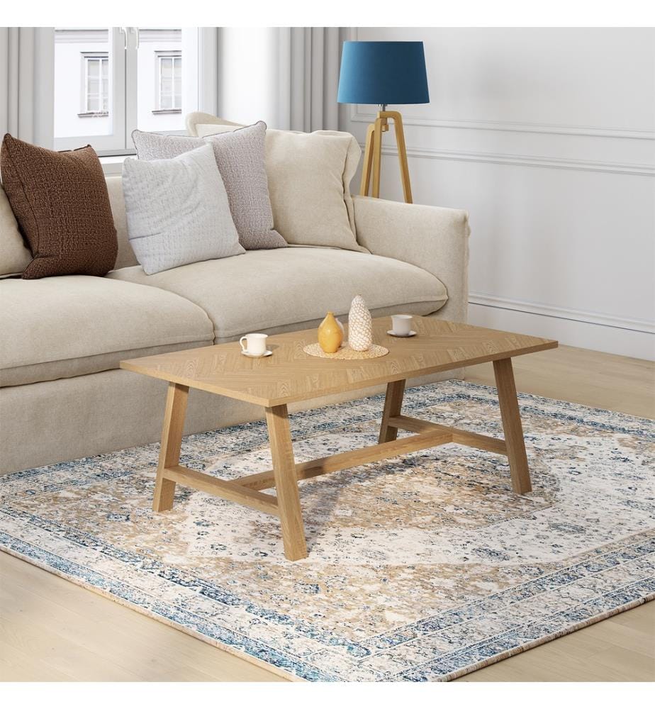 Table basse Gustave effet chevron L110cm - Brun
