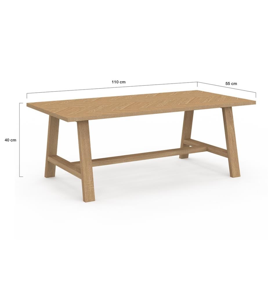 Table basse Gustave effet chevron L110cm - Brun