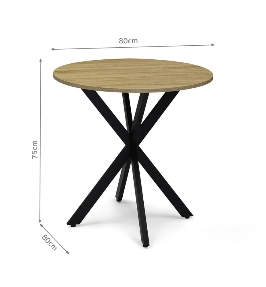 Tavolo da Pranzo Soline 80 x 80 x 75 cm - Legno e Nero