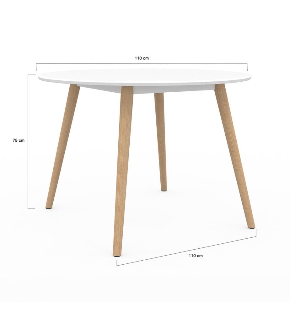 Stacy Dining Table 110 x 110 x 75 cm - Light Brown & White
