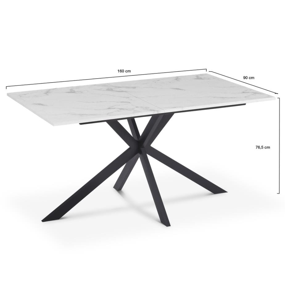 Table Repas Glam 160cm Plateau - Noir et Blanc